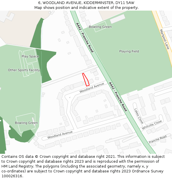 6, WOODLAND AVENUE, KIDDERMINSTER, DY11 5AW: Location map and indicative extent of plot