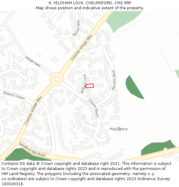 6, YELDHAM LOCK, CHELMSFORD, CM2 6RP: Location map and indicative extent of plot