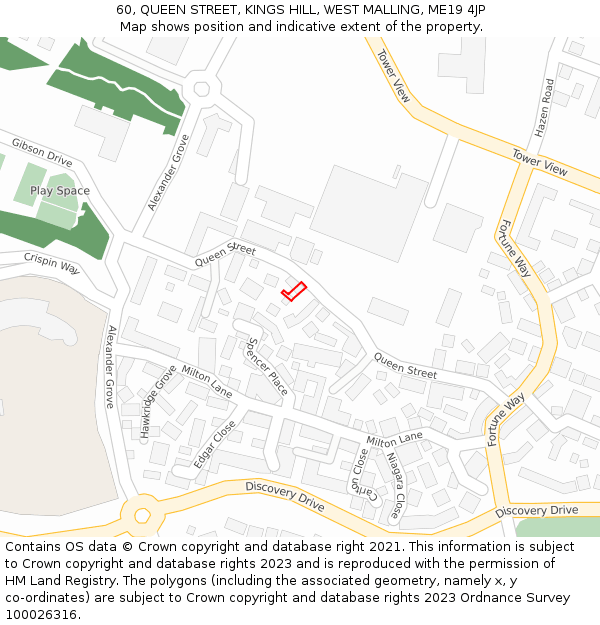 60, QUEEN STREET, KINGS HILL, WEST MALLING, ME19 4JP: Location map and indicative extent of plot