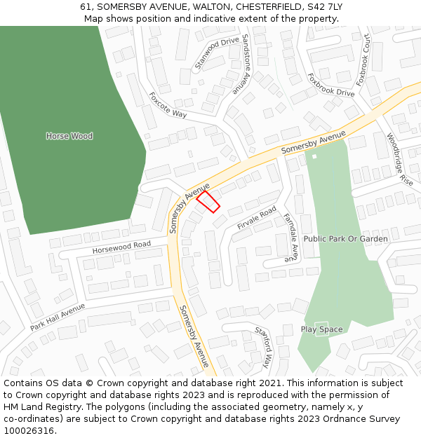 61, SOMERSBY AVENUE, WALTON, CHESTERFIELD, S42 7LY: Location map and indicative extent of plot