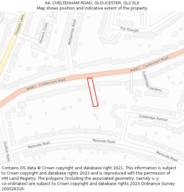 64, CHELTENHAM ROAD, GLOUCESTER, GL2 0LX: Location map and indicative extent of plot