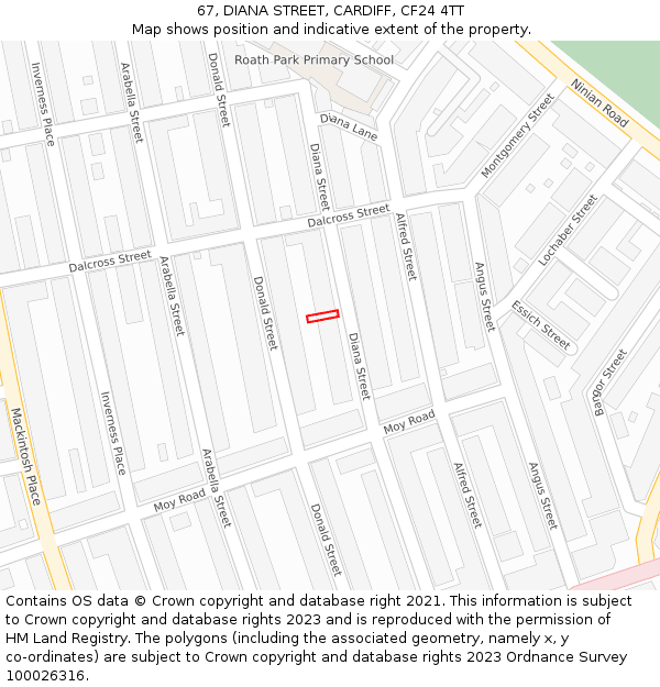 67, DIANA STREET, CARDIFF, CF24 4TT: Location map and indicative extent of plot