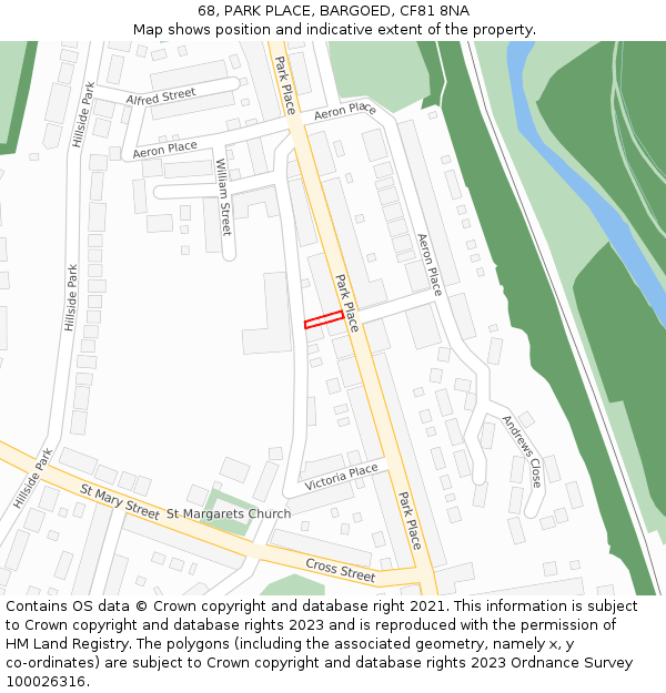 68, PARK PLACE, BARGOED, CF81 8NA: Location map and indicative extent of plot