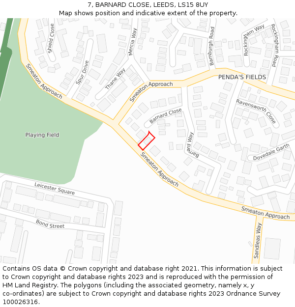 7, BARNARD CLOSE, LEEDS, LS15 8UY: Location map and indicative extent of plot
