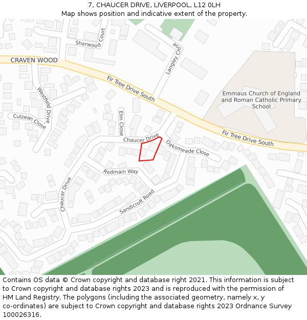 7, CHAUCER DRIVE, LIVERPOOL, L12 0LH: Location map and indicative extent of plot