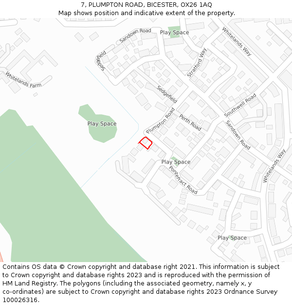 7, PLUMPTON ROAD, BICESTER, OX26 1AQ: Location map and indicative extent of plot