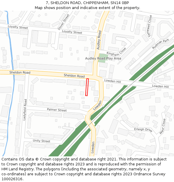 7, SHELDON ROAD, CHIPPENHAM, SN14 0BP: Location map and indicative extent of plot