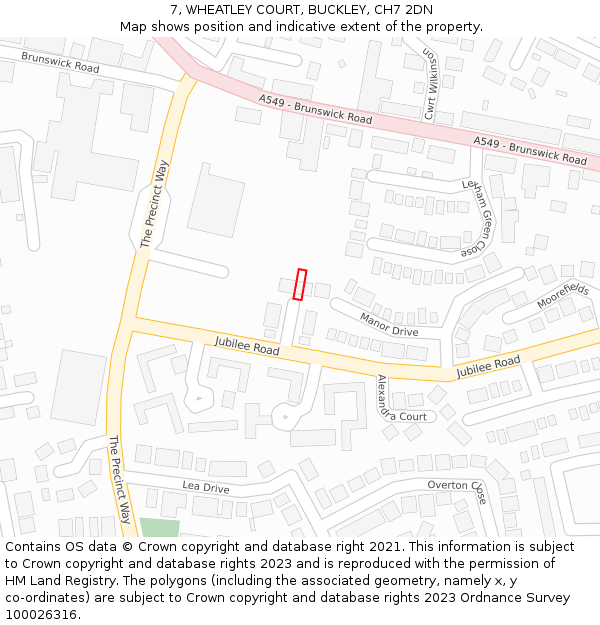 7, WHEATLEY COURT, BUCKLEY, CH7 2DN: Location map and indicative extent of plot