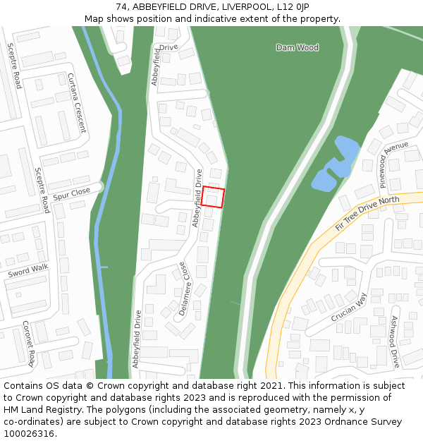 74, ABBEYFIELD DRIVE, LIVERPOOL, L12 0JP: Location map and indicative extent of plot