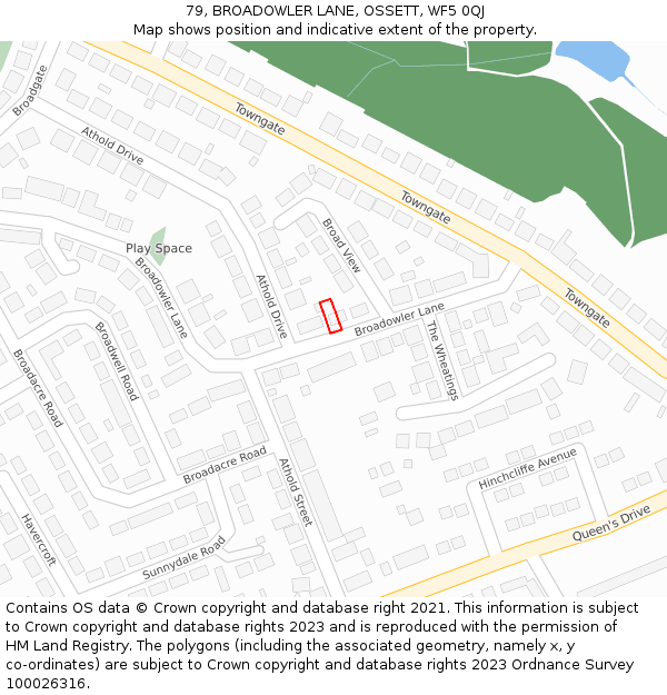 79, BROADOWLER LANE, OSSETT, WF5 0QJ: Location map and indicative extent of plot
