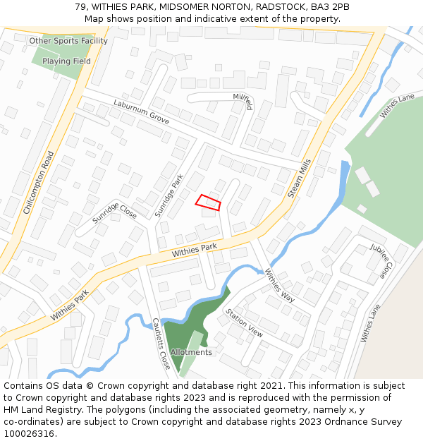 79, WITHIES PARK, MIDSOMER NORTON, RADSTOCK, BA3 2PB: Location map and indicative extent of plot
