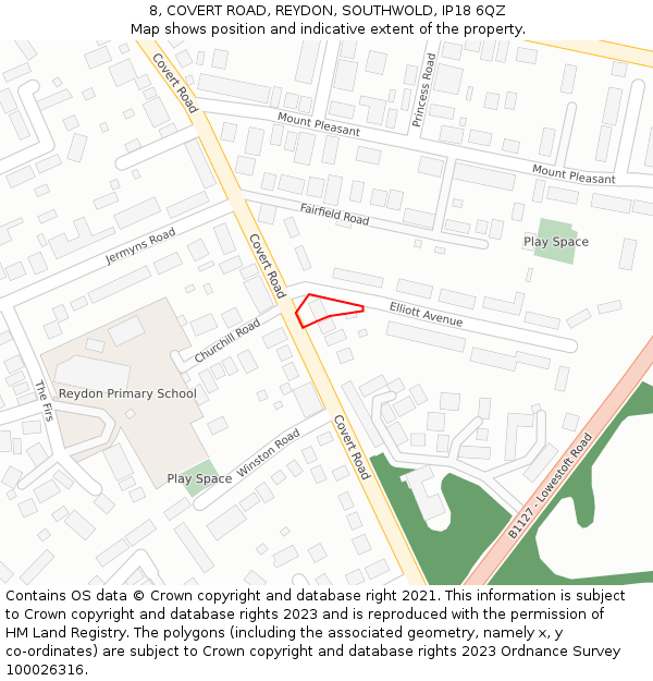 8, COVERT ROAD, REYDON, SOUTHWOLD, IP18 6QZ: Location map and indicative extent of plot