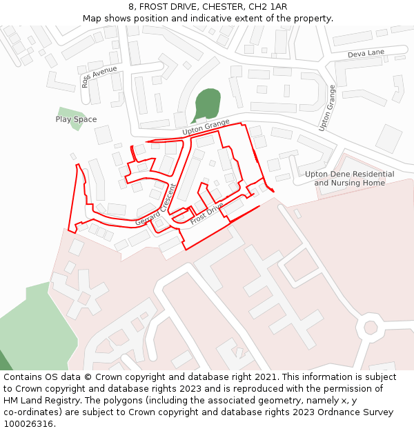 8, FROST DRIVE, CHESTER, CH2 1AR: Location map and indicative extent of plot