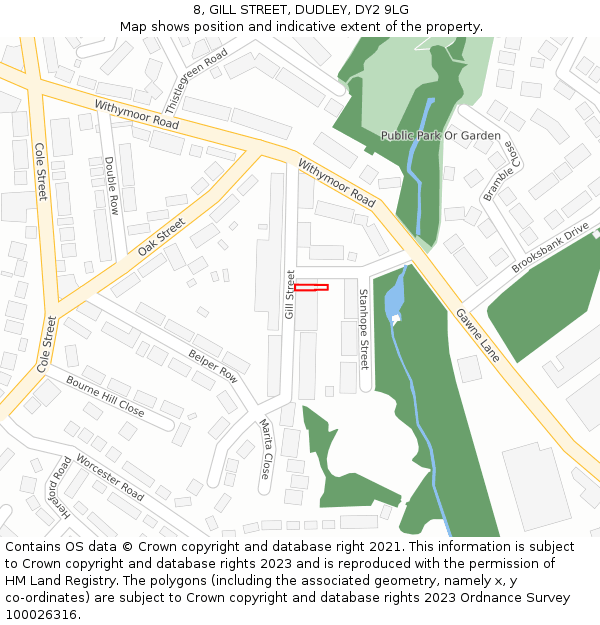 8, GILL STREET, DUDLEY, DY2 9LG: Location map and indicative extent of plot