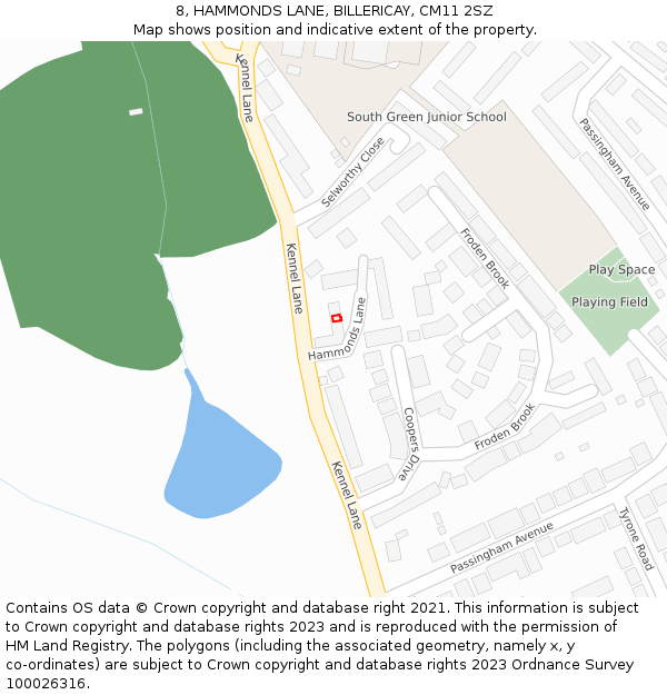 8, HAMMONDS LANE, BILLERICAY, CM11 2SZ: Location map and indicative extent of plot