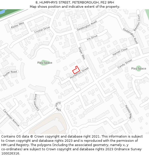 8, HUMPHRYS STREET, PETERBOROUGH, PE2 9RH: Location map and indicative extent of plot