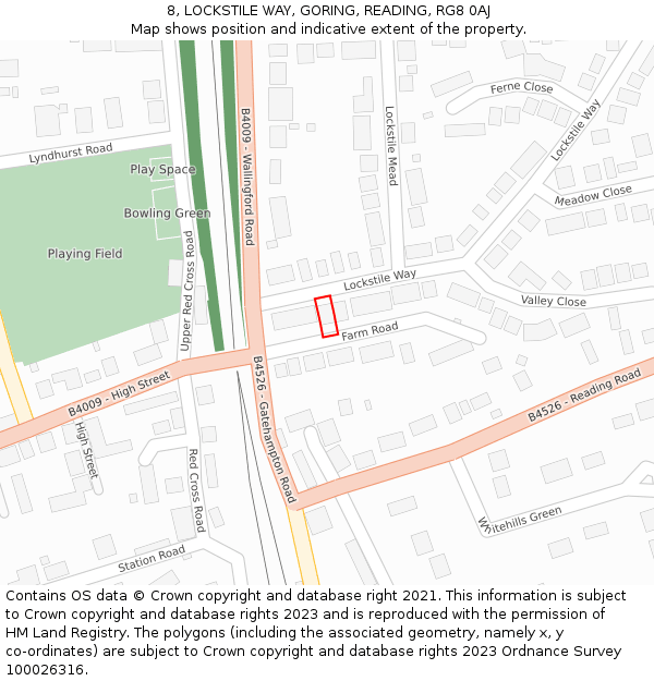 8, LOCKSTILE WAY, GORING, READING, RG8 0AJ: Location map and indicative extent of plot