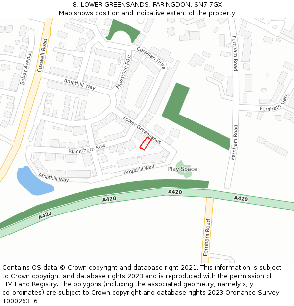 8, LOWER GREENSANDS, FARINGDON, SN7 7GX: Location map and indicative extent of plot