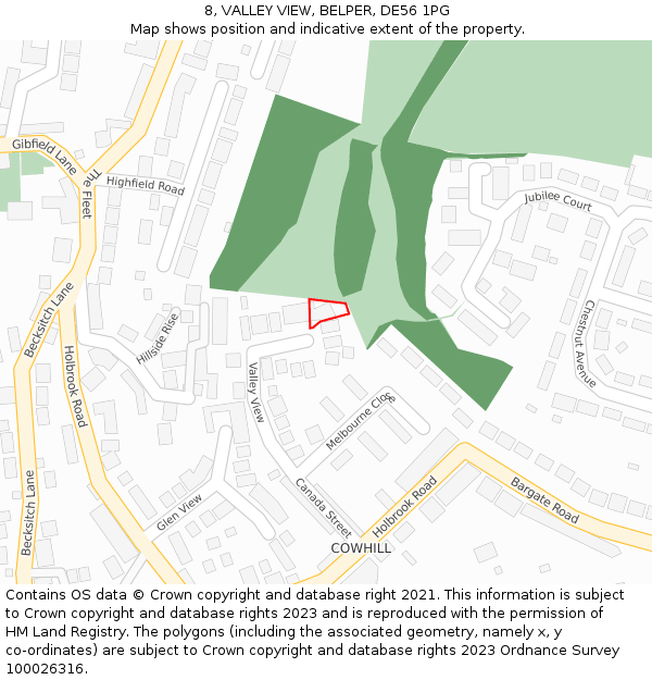 8, VALLEY VIEW, BELPER, DE56 1PG: Location map and indicative extent of plot