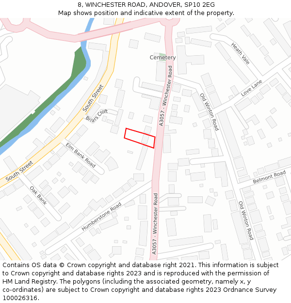 8, WINCHESTER ROAD, ANDOVER, SP10 2EG: Location map and indicative extent of plot