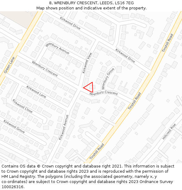 8, WRENBURY CRESCENT, LEEDS, LS16 7EG: Location map and indicative extent of plot