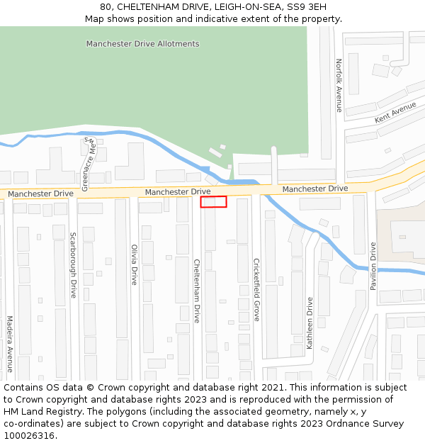 80, CHELTENHAM DRIVE, LEIGH-ON-SEA, SS9 3EH: Location map and indicative extent of plot