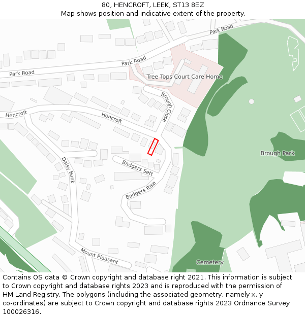 80, HENCROFT, LEEK, ST13 8EZ: Location map and indicative extent of plot
