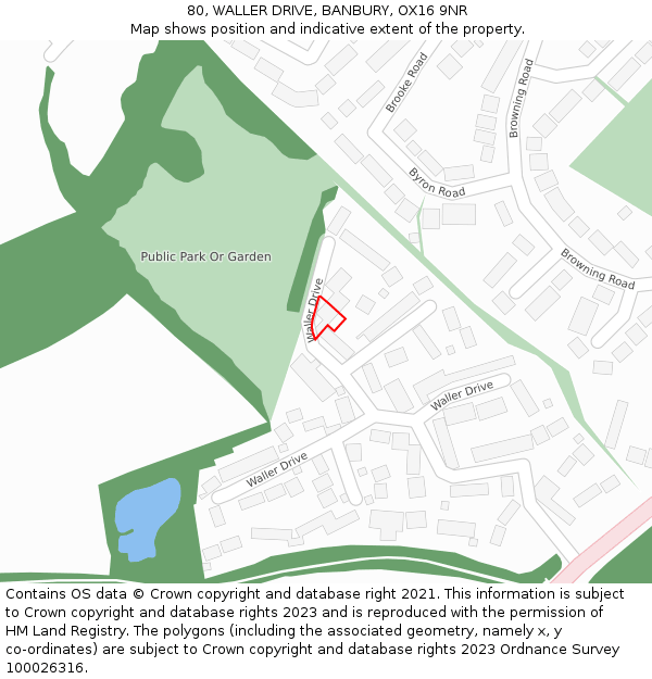 80, WALLER DRIVE, BANBURY, OX16 9NR: Location map and indicative extent of plot
