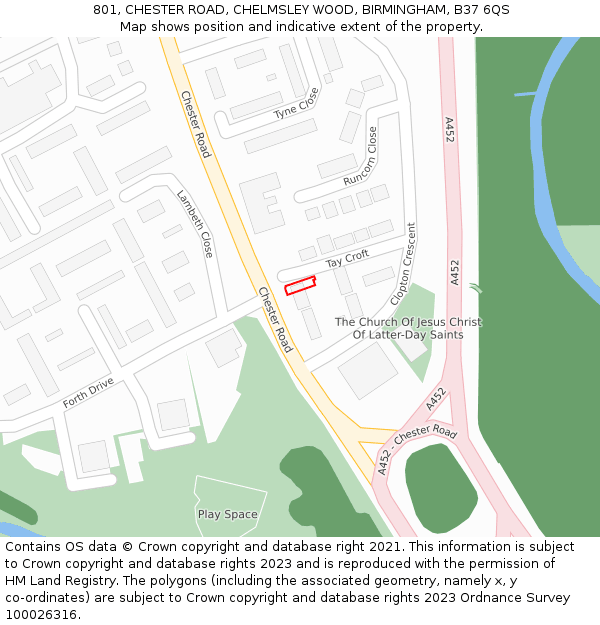 801, CHESTER ROAD, CHELMSLEY WOOD, BIRMINGHAM, B37 6QS: Location map and indicative extent of plot