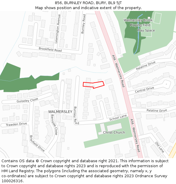856, BURNLEY ROAD, BURY, BL9 5JT: Location map and indicative extent of plot