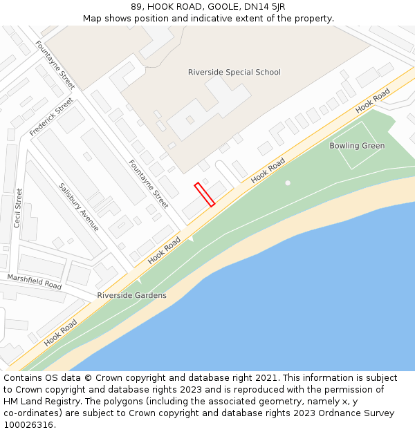 89, HOOK ROAD, GOOLE, DN14 5JR: Location map and indicative extent of plot