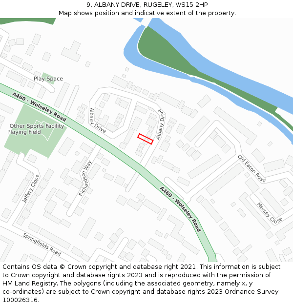 9, ALBANY DRIVE, RUGELEY, WS15 2HP: Location map and indicative extent of plot