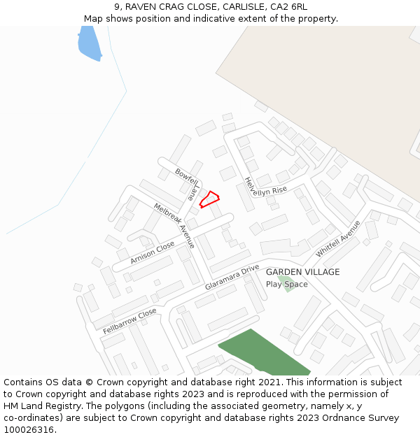 9, RAVEN CRAG CLOSE, CARLISLE, CA2 6RL: Location map and indicative extent of plot