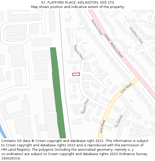 97, FLATFORD PLACE, KIDLINGTON, OX5 1TG: Location map and indicative extent of plot