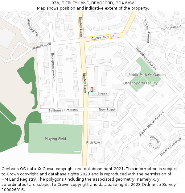 97A, BIERLEY LANE, BRADFORD, BD4 6AW: Location map and indicative extent of plot