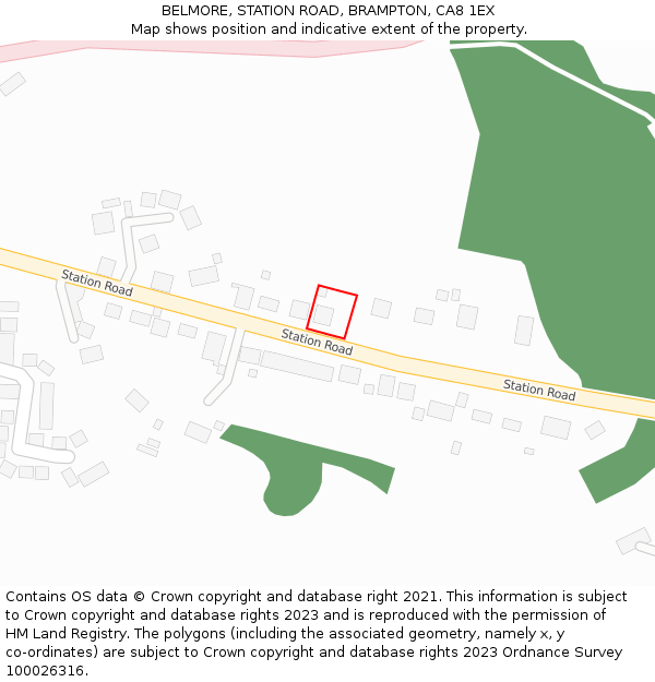 BELMORE, STATION ROAD, BRAMPTON, CA8 1EX: Location map and indicative extent of plot
