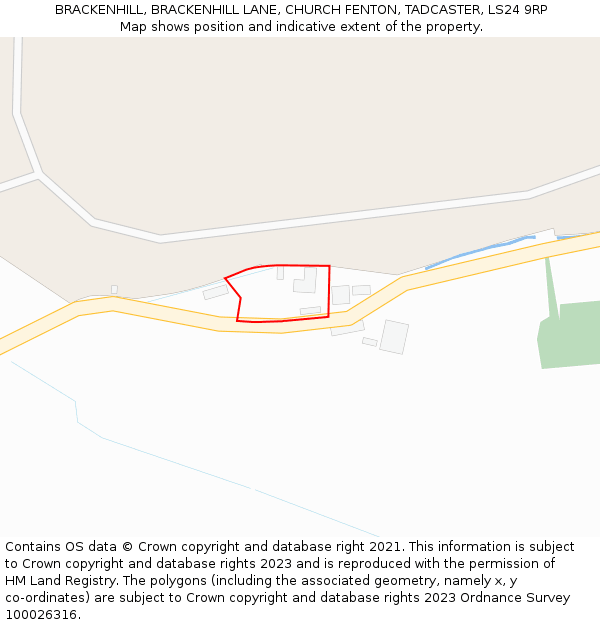 BRACKENHILL, BRACKENHILL LANE, CHURCH FENTON, TADCASTER, LS24 9RP: Location map and indicative extent of plot