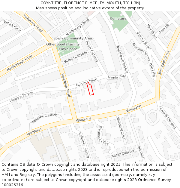COYNT TRE, FLORENCE PLACE, FALMOUTH, TR11 3NJ: Location map and indicative extent of plot