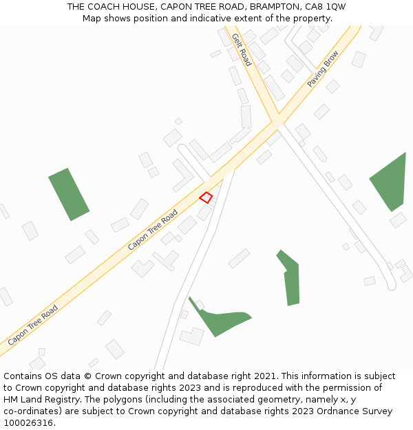 THE COACH HOUSE, CAPON TREE ROAD, BRAMPTON, CA8 1QW: Location map and indicative extent of plot
