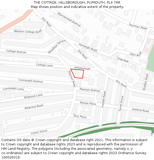 THE COTTAGE, HILLSBOROUGH, PLYMOUTH, PL4 7AR: Location map and indicative extent of plot