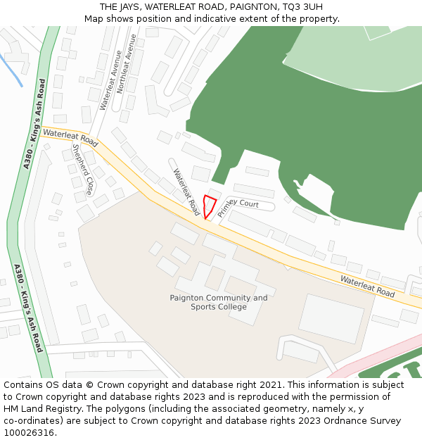 THE JAYS, WATERLEAT ROAD, PAIGNTON, TQ3 3UH: Location map and indicative extent of plot