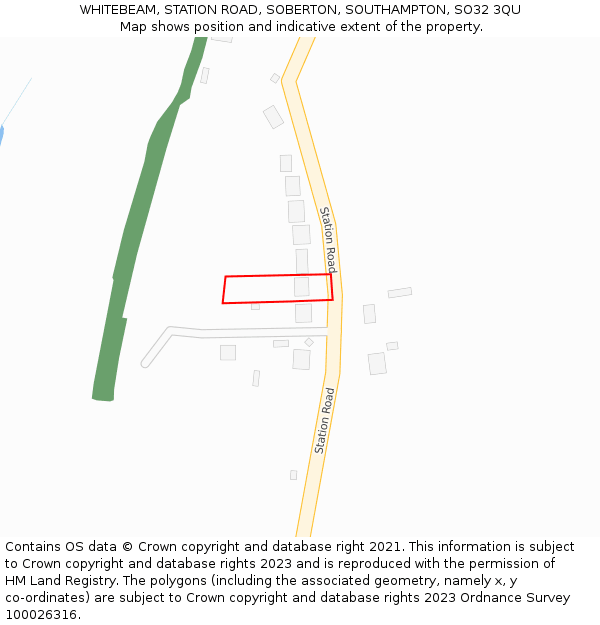 WHITEBEAM, STATION ROAD, SOBERTON, SOUTHAMPTON, SO32 3QU: Location map and indicative extent of plot