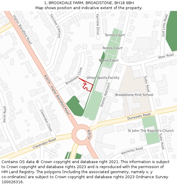 1, BROOKDALE FARM, BROADSTONE, BH18 9BH: Location map and indicative extent of plot