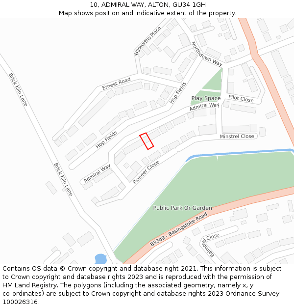 10, ADMIRAL WAY, ALTON, GU34 1GH: Location map and indicative extent of plot