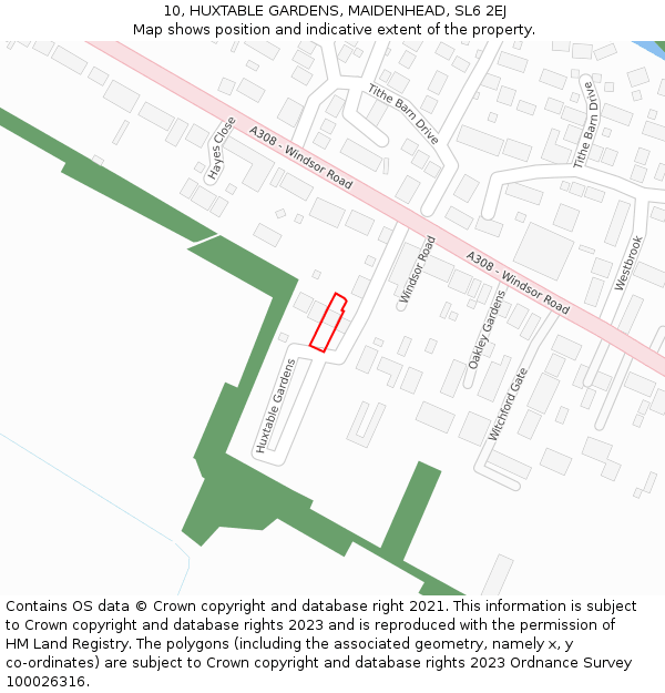 10, HUXTABLE GARDENS, MAIDENHEAD, SL6 2EJ: Location map and indicative extent of plot