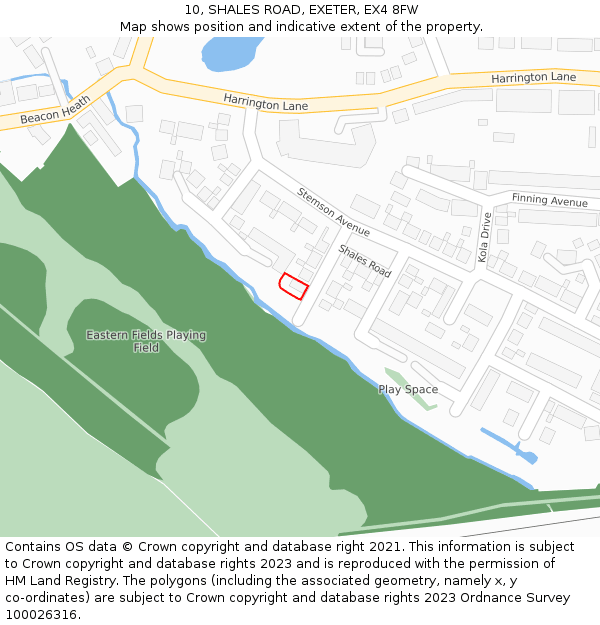 10, SHALES ROAD, EXETER, EX4 8FW: Location map and indicative extent of plot