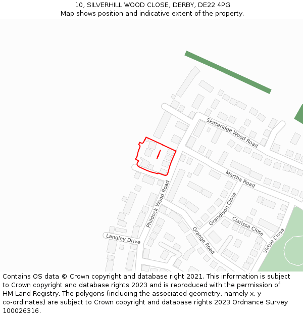 10, SILVERHILL WOOD CLOSE, DERBY, DE22 4PG: Location map and indicative extent of plot