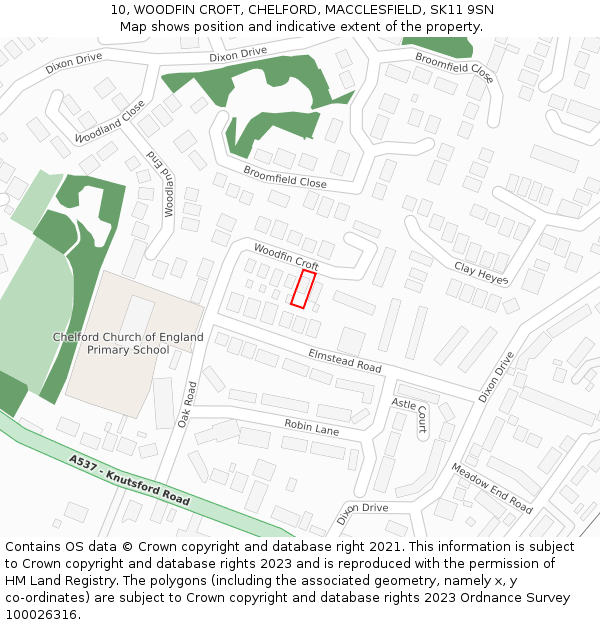 10, WOODFIN CROFT, CHELFORD, MACCLESFIELD, SK11 9SN: Location map and indicative extent of plot