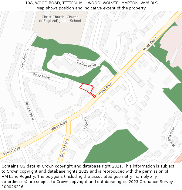 10A, WOOD ROAD, TETTENHALL WOOD, WOLVERHAMPTON, WV6 8LS: Location map and indicative extent of plot