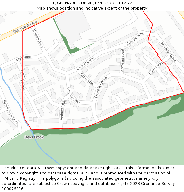 11, GRENADIER DRIVE, LIVERPOOL, L12 4ZE: Location map and indicative extent of plot